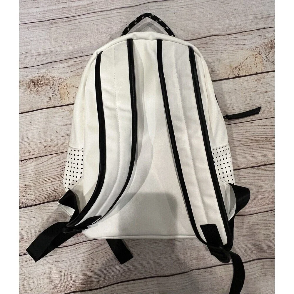 Merona white with black trim Faux leather backpack Lots of Pockets adjustable